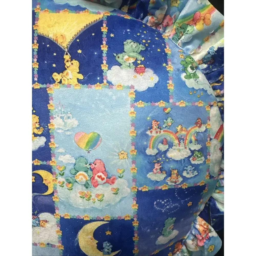 Care Bears Cloud Print Round Velour Throw Pillow Cloud Gazing Dolls Kill New